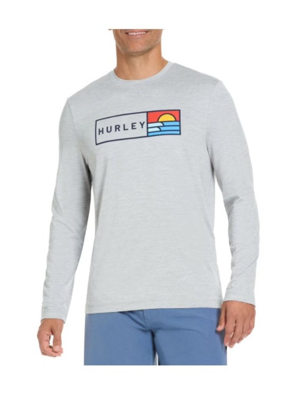 Hurley Men's Sunny Side Hybrid Stretch UV T-Shirt-Gray/Multicolor-Size Small-NWT